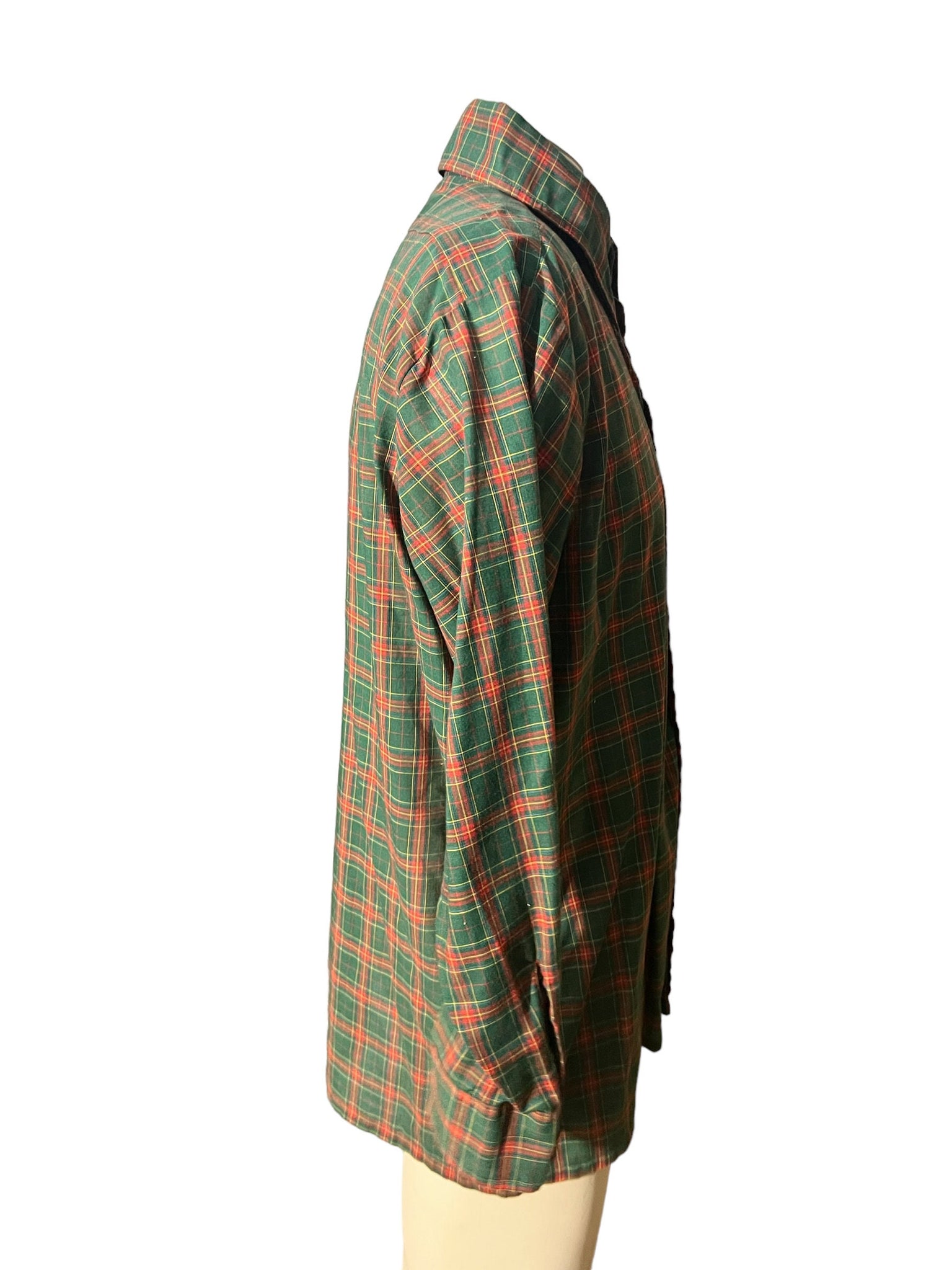 Vintage 70's green plaid men's shirt M L