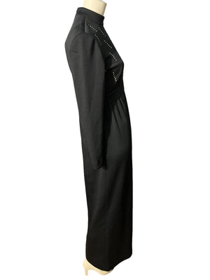 Vintage black 70’s maxi dress Leslie Fay L