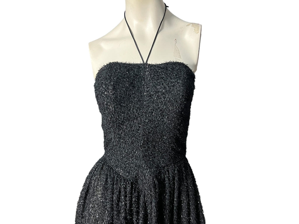 Vintage 80’s black sparkle party dress S M Warren Z