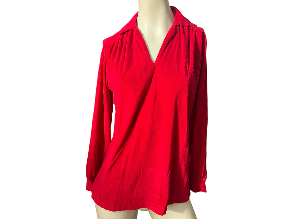 Vintage red 70’s velor shirt 10 Teddi