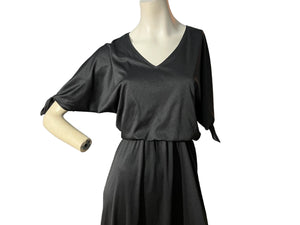 Vintage 70's black slinky dress M