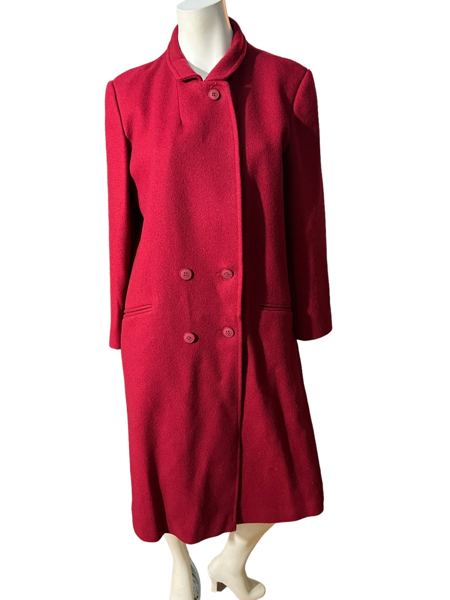 Vintage red wool long coat M L