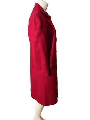 Vintage red wool long coat M L