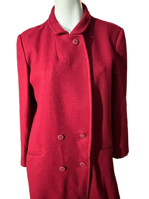 Vintage red wool long coat M L