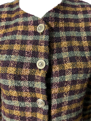 Vintage 80's wool check blazer 2 S