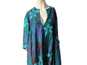 Vintage batik caftan dress L Brieffest