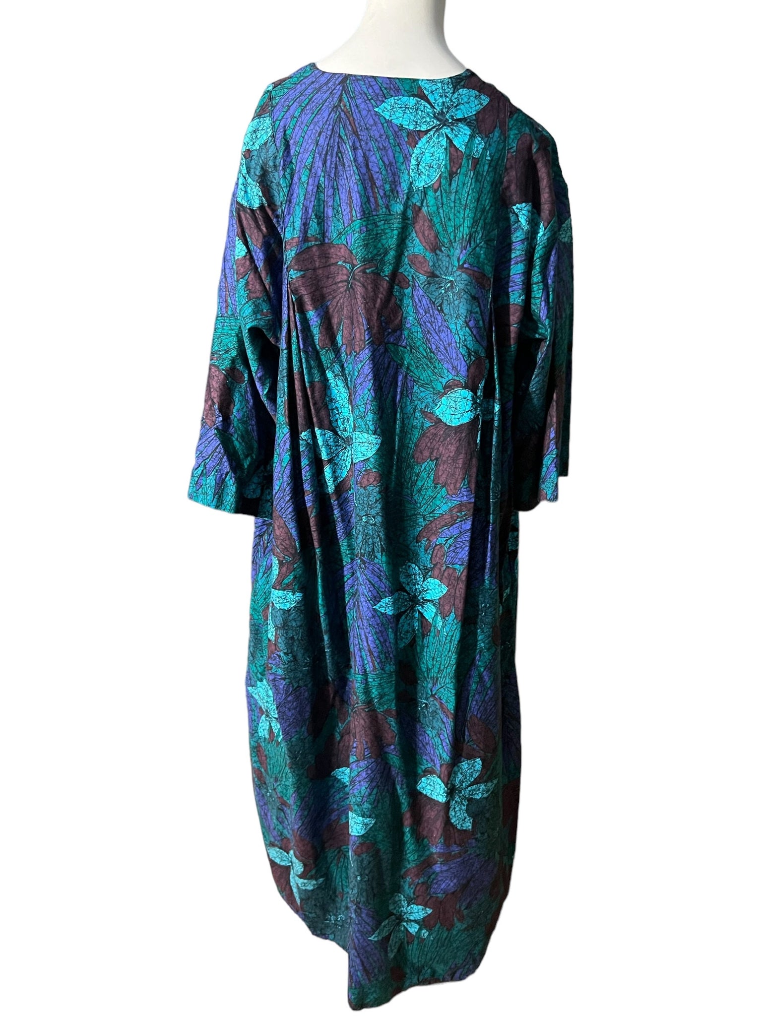 Vintage batik caftan dress L Brieffest