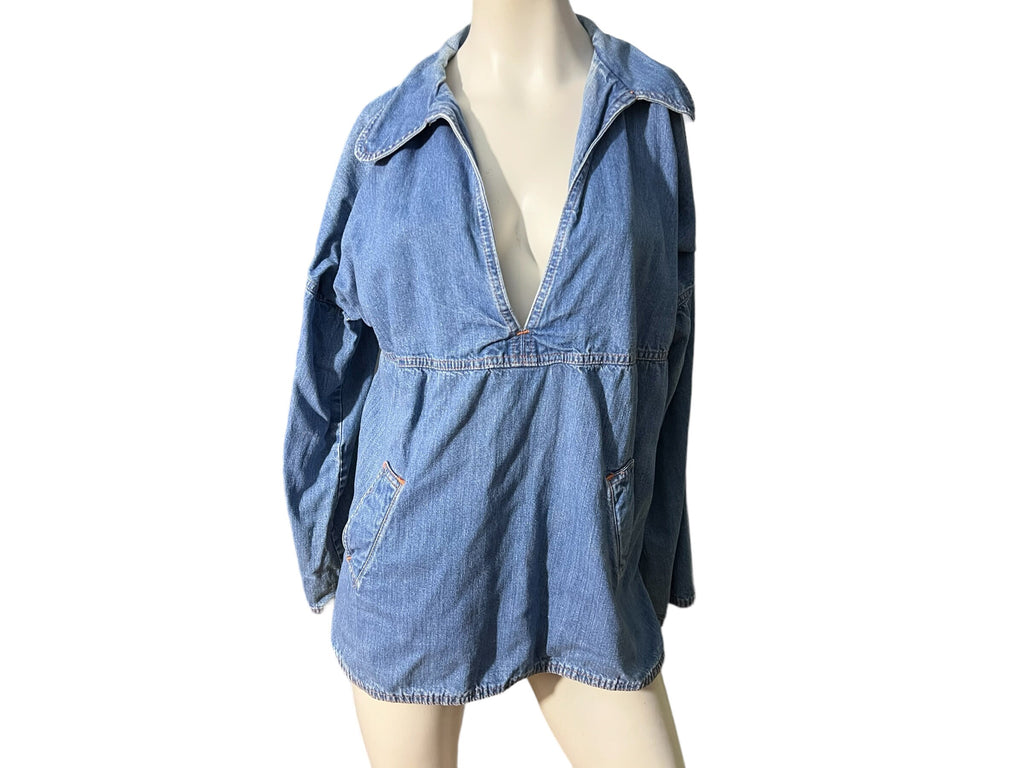 Vintage 70's jean pullover shirt L