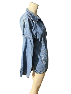 Vintage 70's jean pullover shirt L