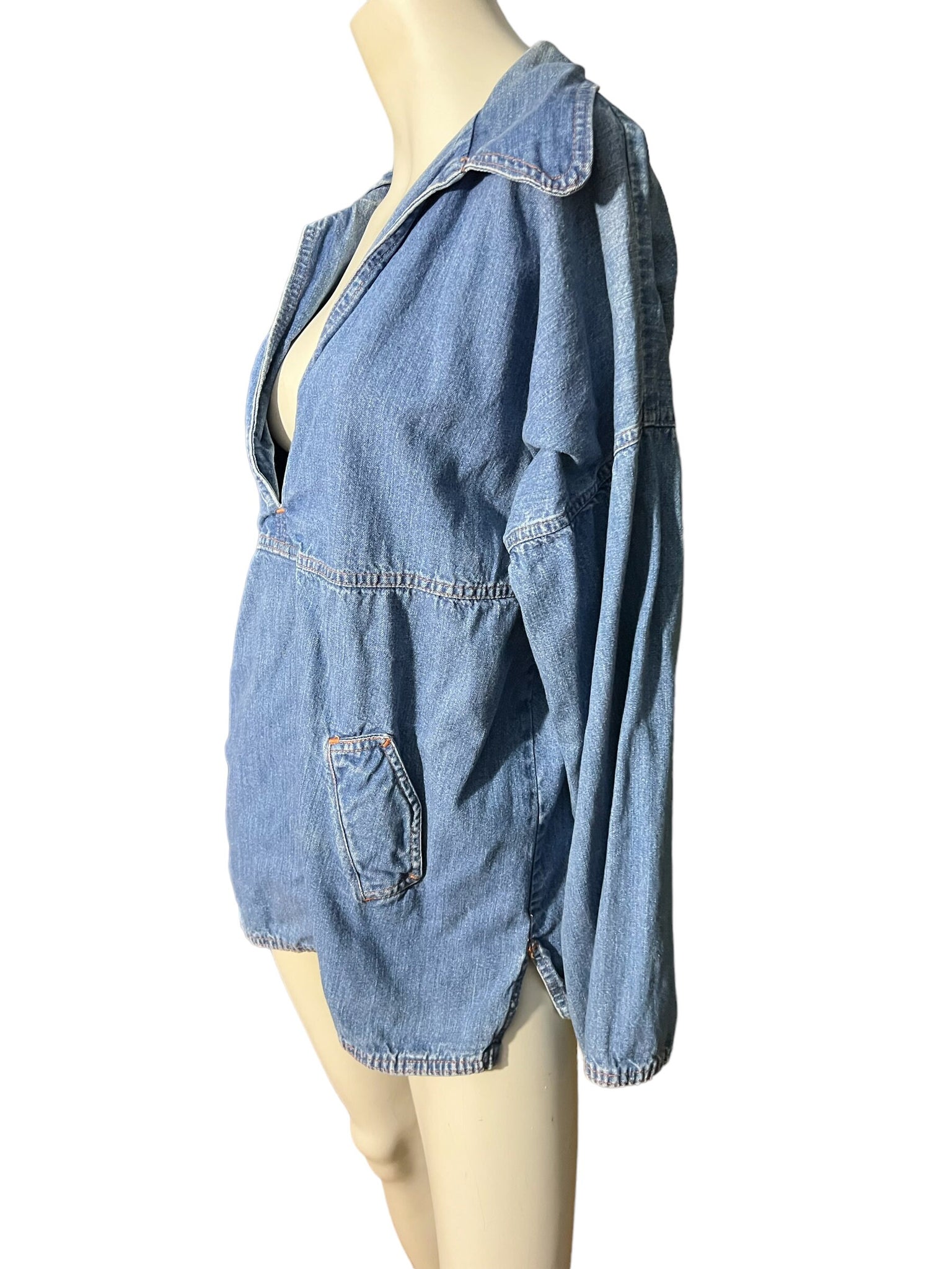 Vintage 70's jean pullover shirt L