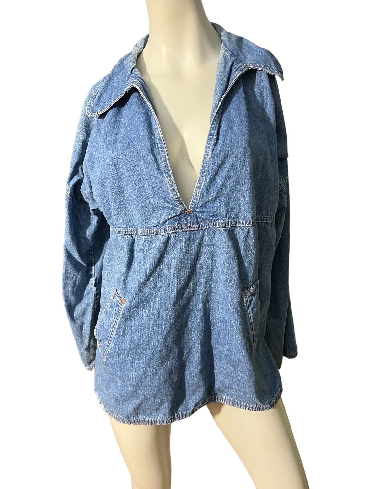 Vintage 70's jean pullover shirt L