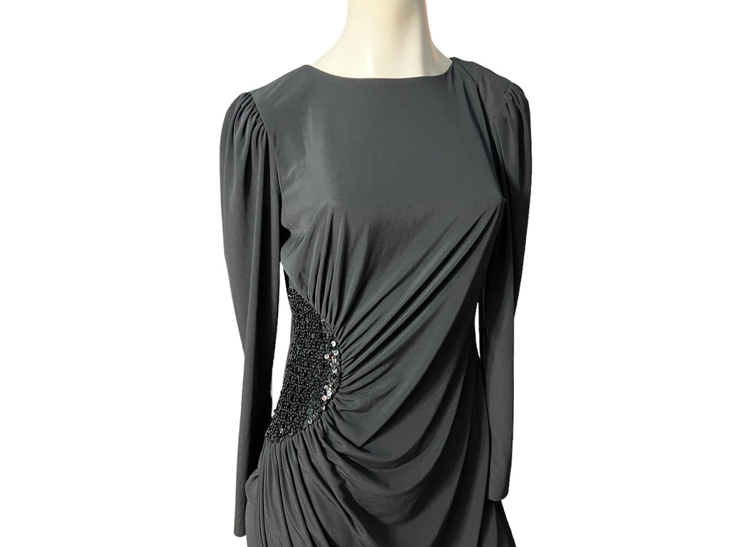 Vintage 70’s black sequin slinky dress L