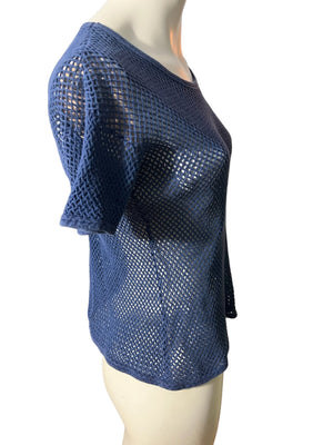 Vintage 80's blue net shirt L