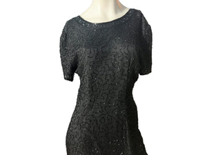 Vintage black bead dress P 12 Stenay