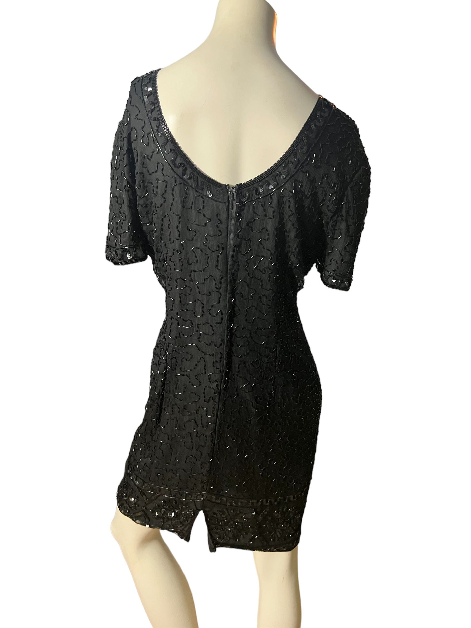 Vintage black bead dress P 12 Stenay