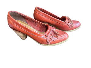 Vintage 70's loafer wood heels 6.5 B