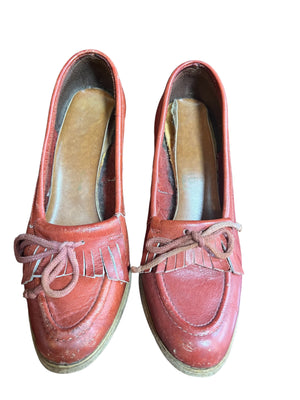 Vintage 70's loafer wood heels 6.5 B