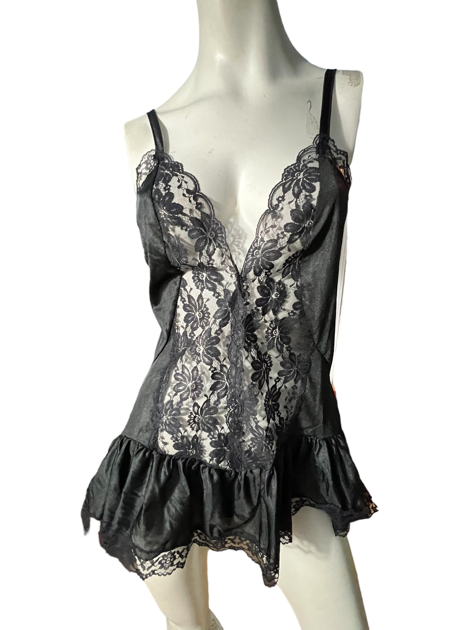 Vintage black teddy lingerie L Shannon