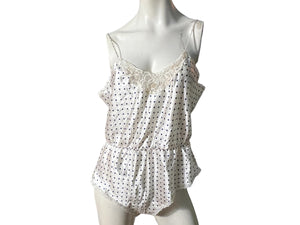 Vintage 80's polkadot teddy L Lady Manhattan