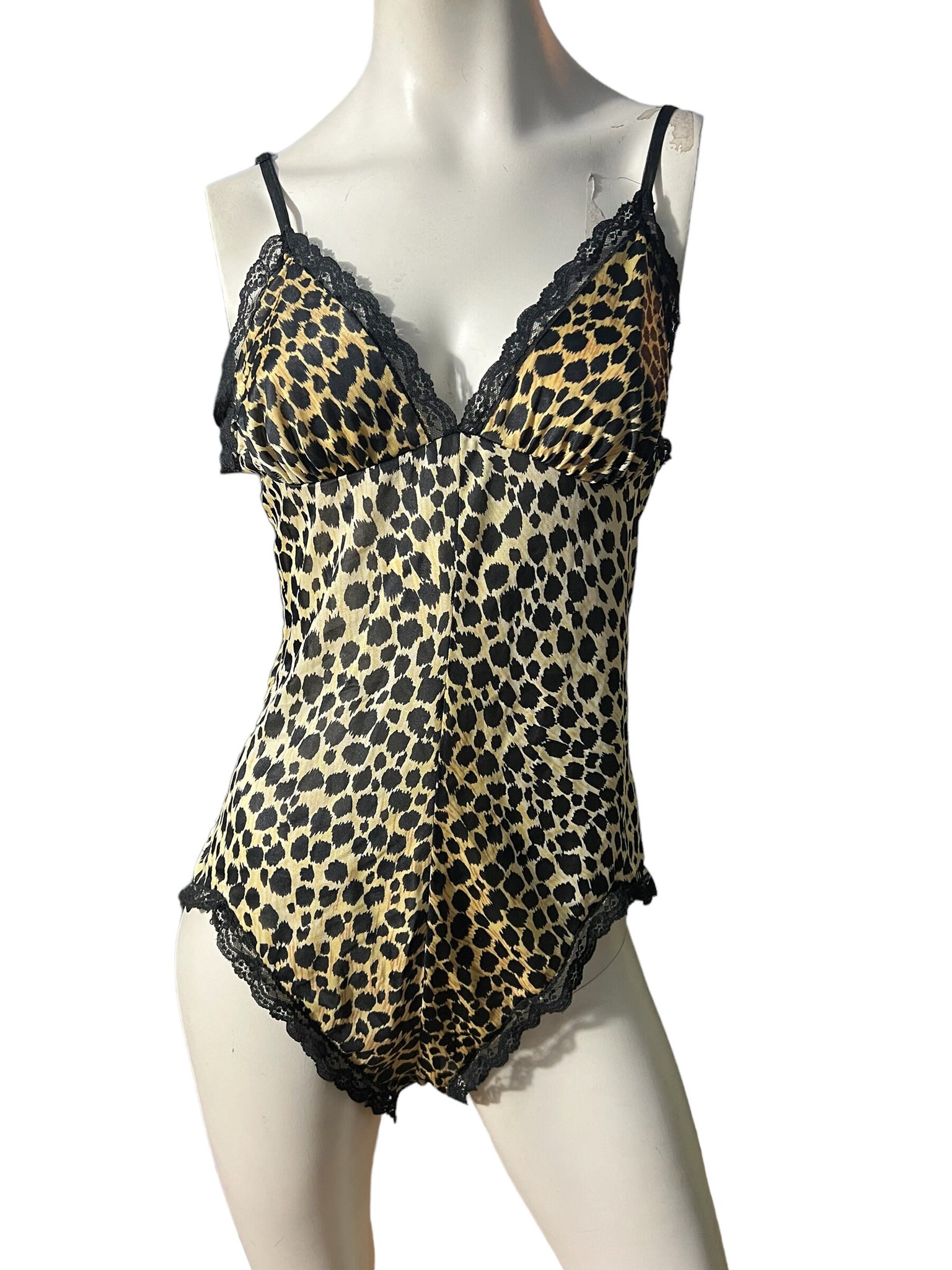 Vintage 70's leopard teddy lingerie L Pandora