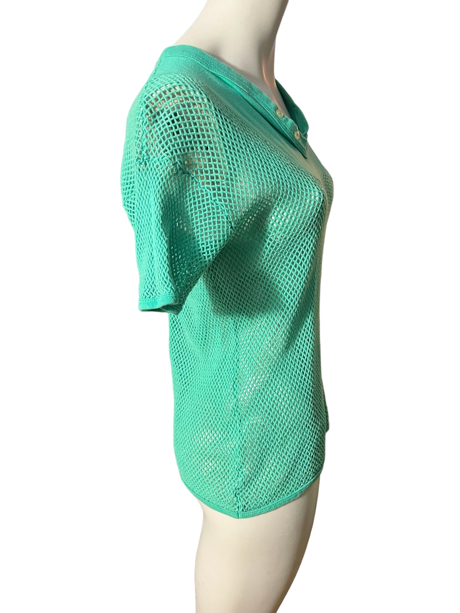 Vintage 80's green mesh shirt M L