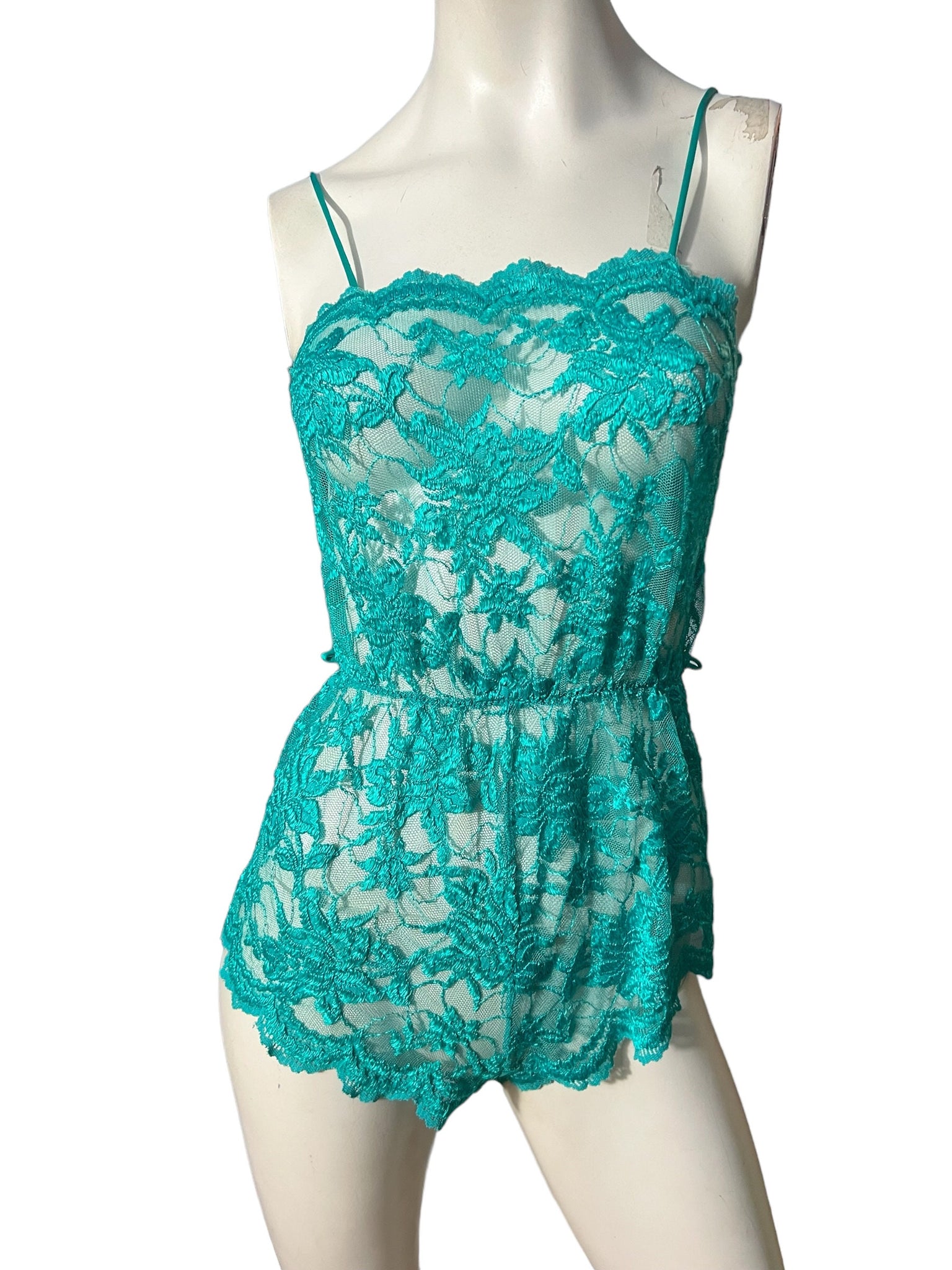 Vintage green teddy lingerie La Notte S