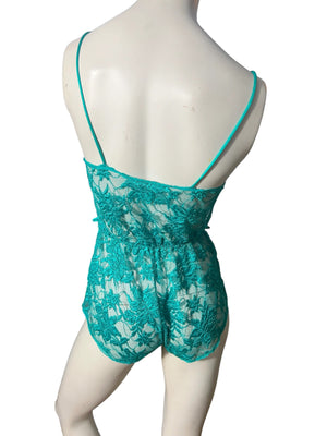 Vintage green teddy lingerie La Notte S