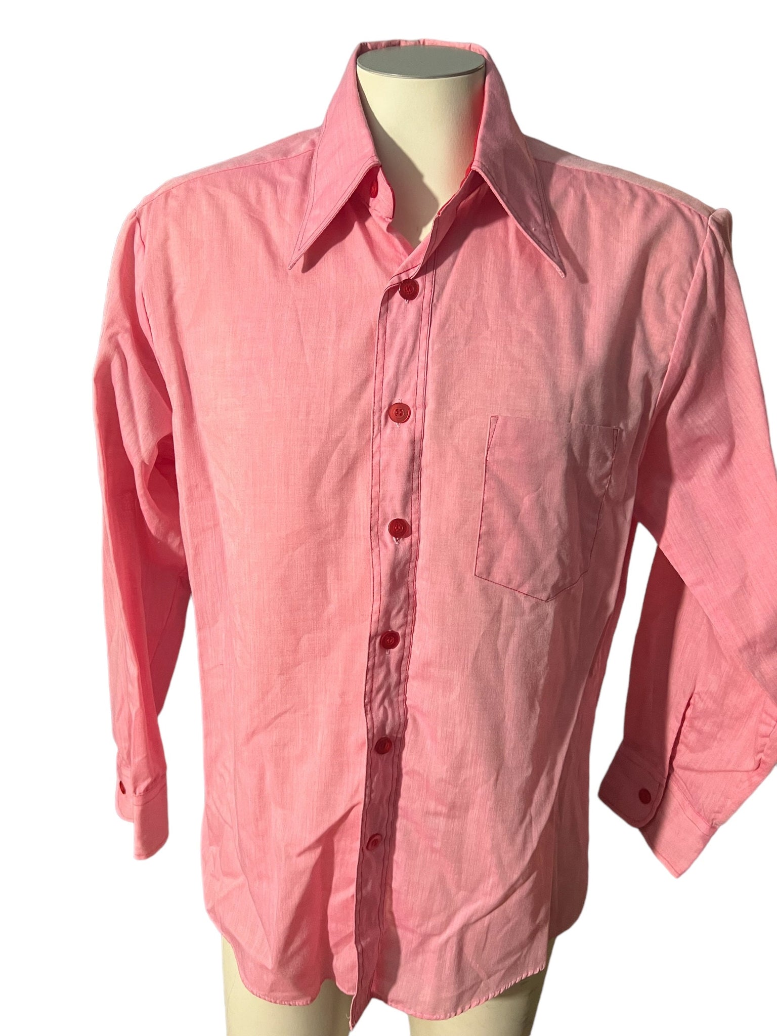 Vintage 70’s pink & red men's shirt L