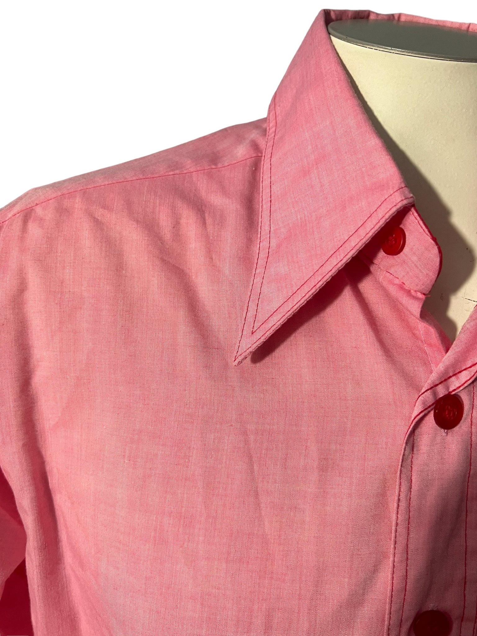 Vintage 70’s pink & red men's shirt L