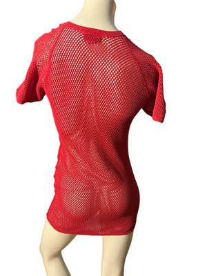 Vintage 80’s red mesh fishnet dress S M