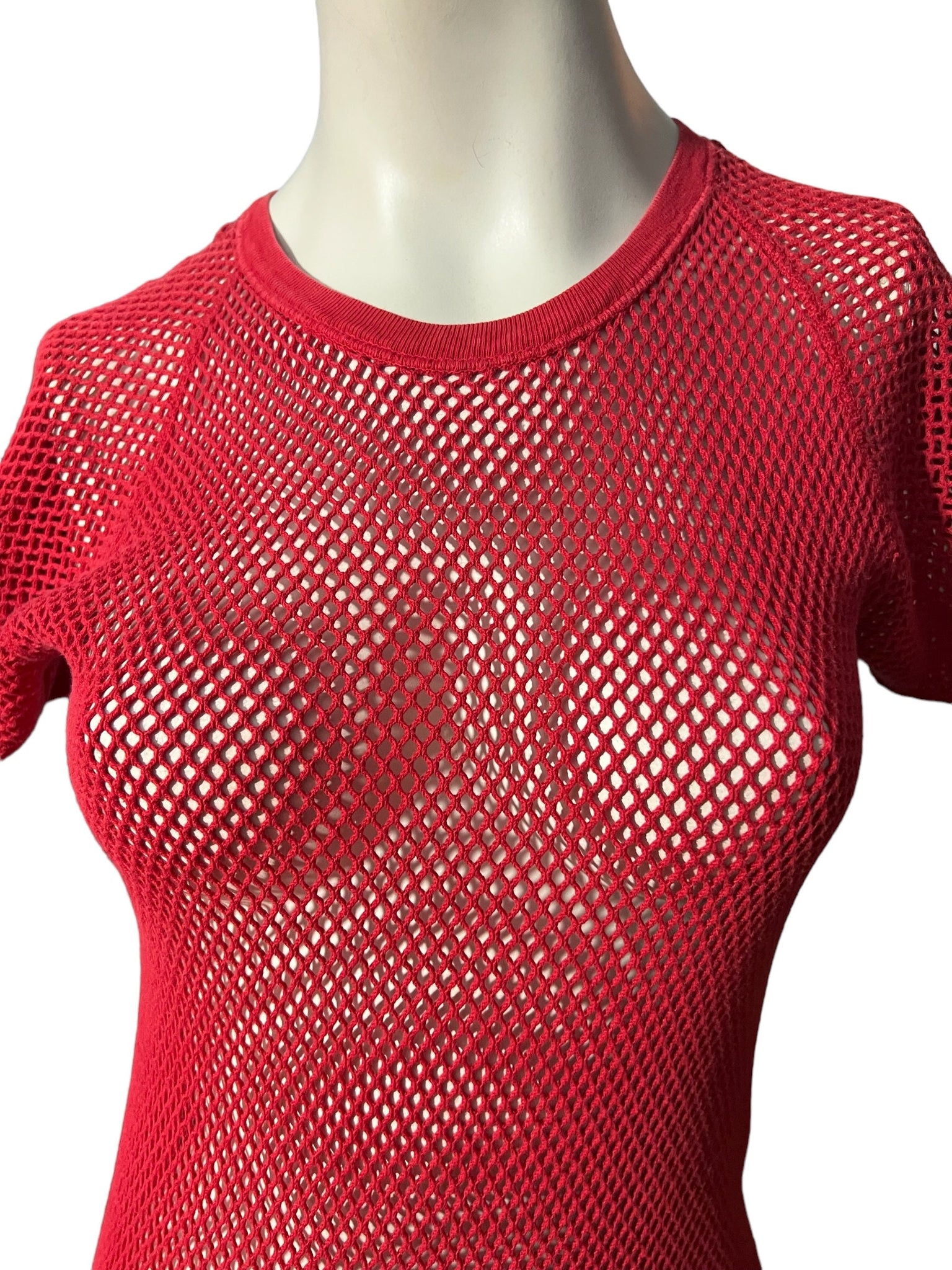 Vintage 80’s red mesh fishnet dress S M