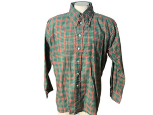 Vintage 70's green plaid men's shirt M L