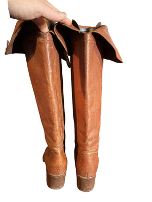 Vintage 70's Ralph Lauren knee high boots brown 6.5 B