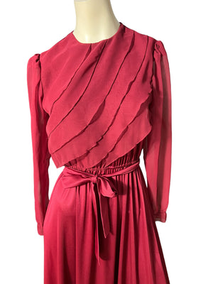 Vintage 70's maroon long dress M