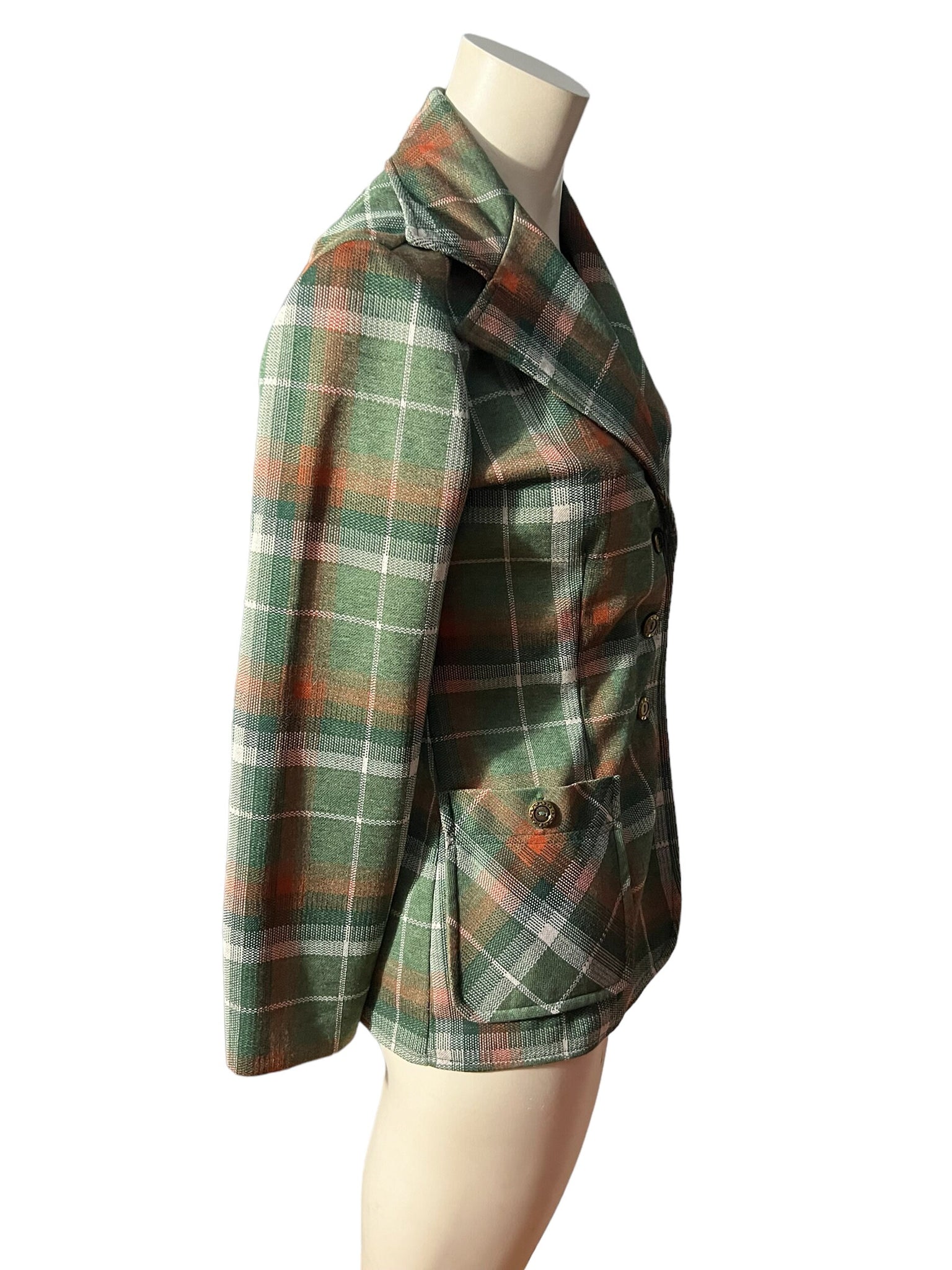 Vintage 70's green plaid blazer jacket M