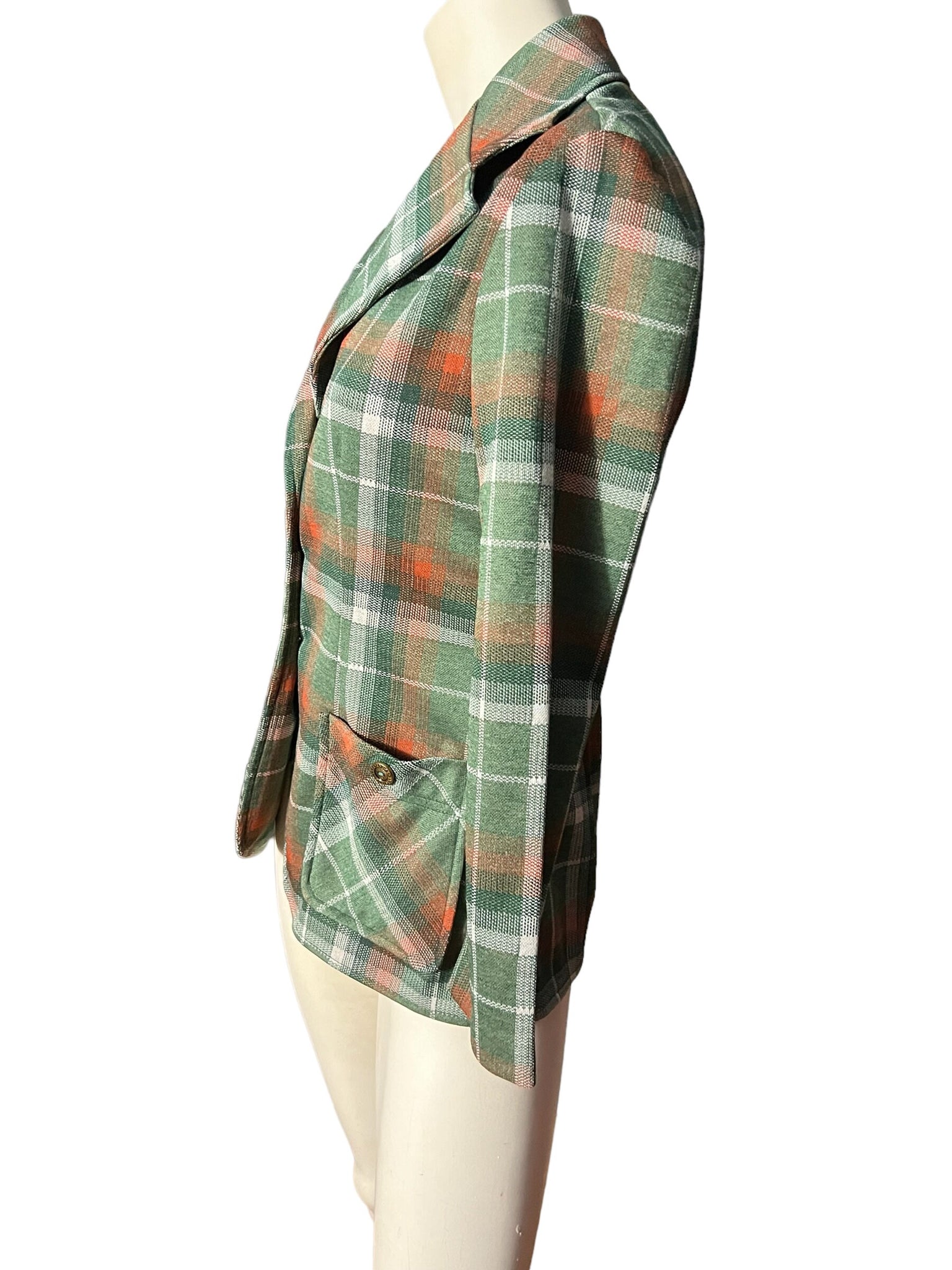 Vintage 70's green plaid blazer jacket M