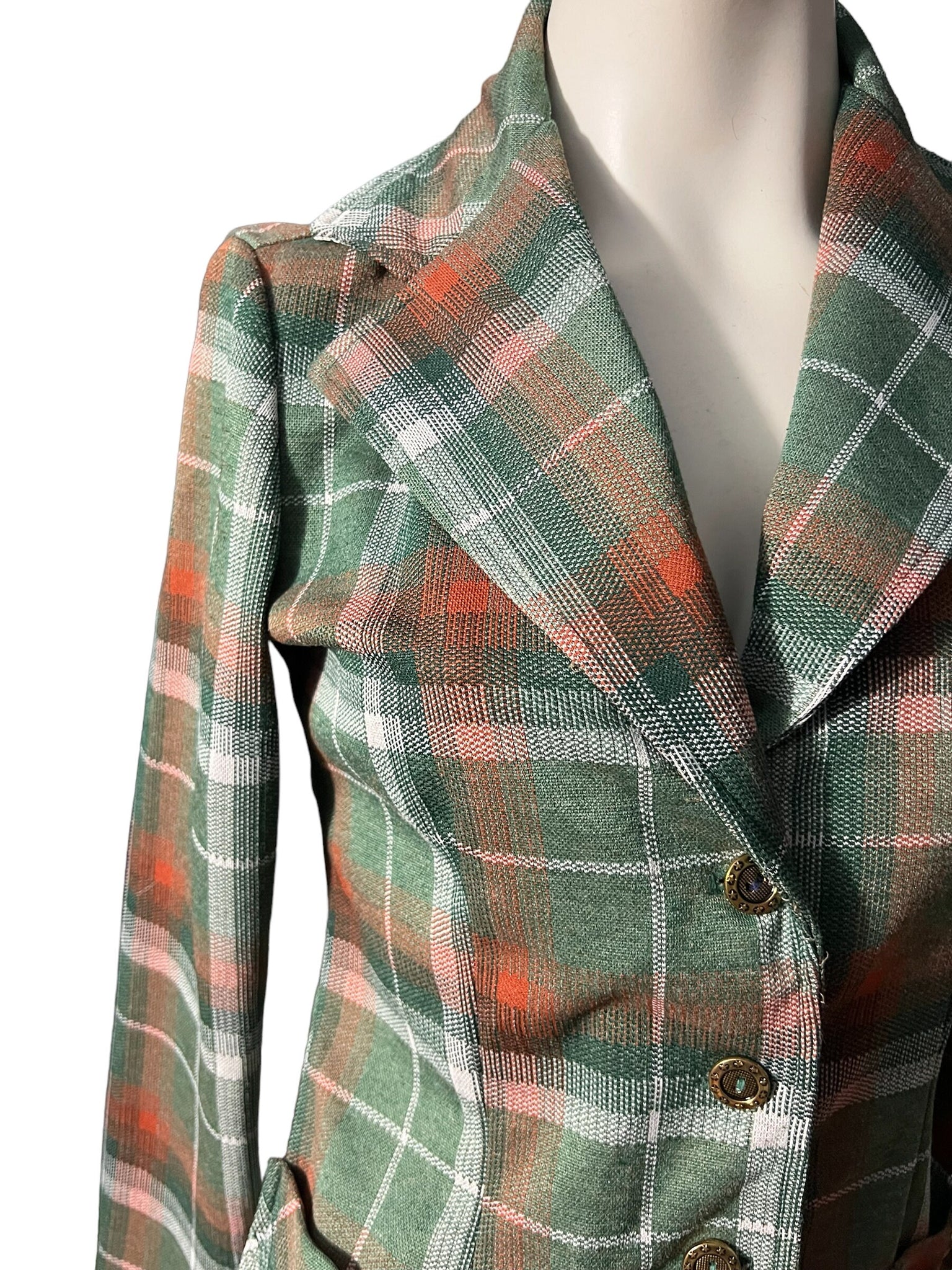 Vintage 70's green plaid blazer jacket M