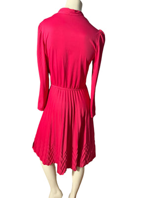 Vintage 70's hot pink pleat dress M L Blair