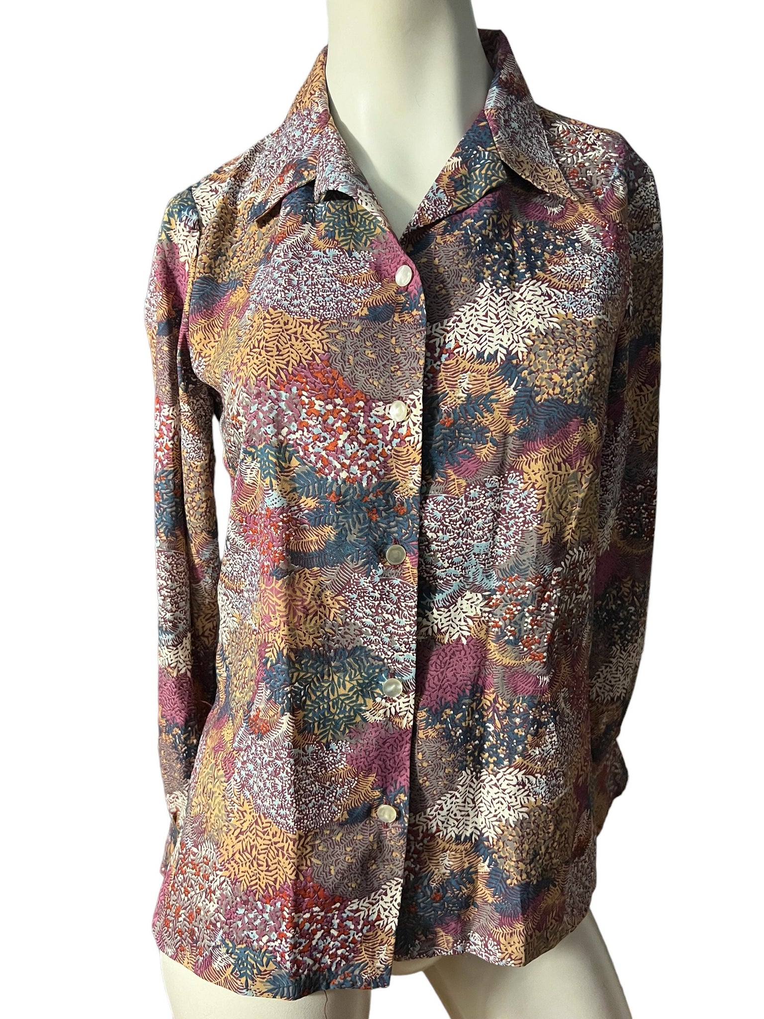 Vintage 70's leaves blouse shirt M Prior