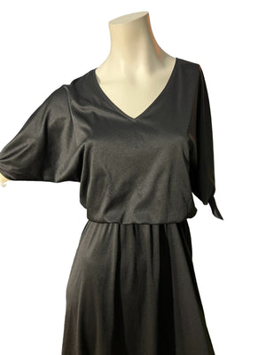 Vintage 70's black slinky dress M