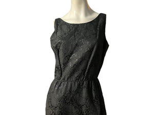 Vintage 60's black brocade dress L