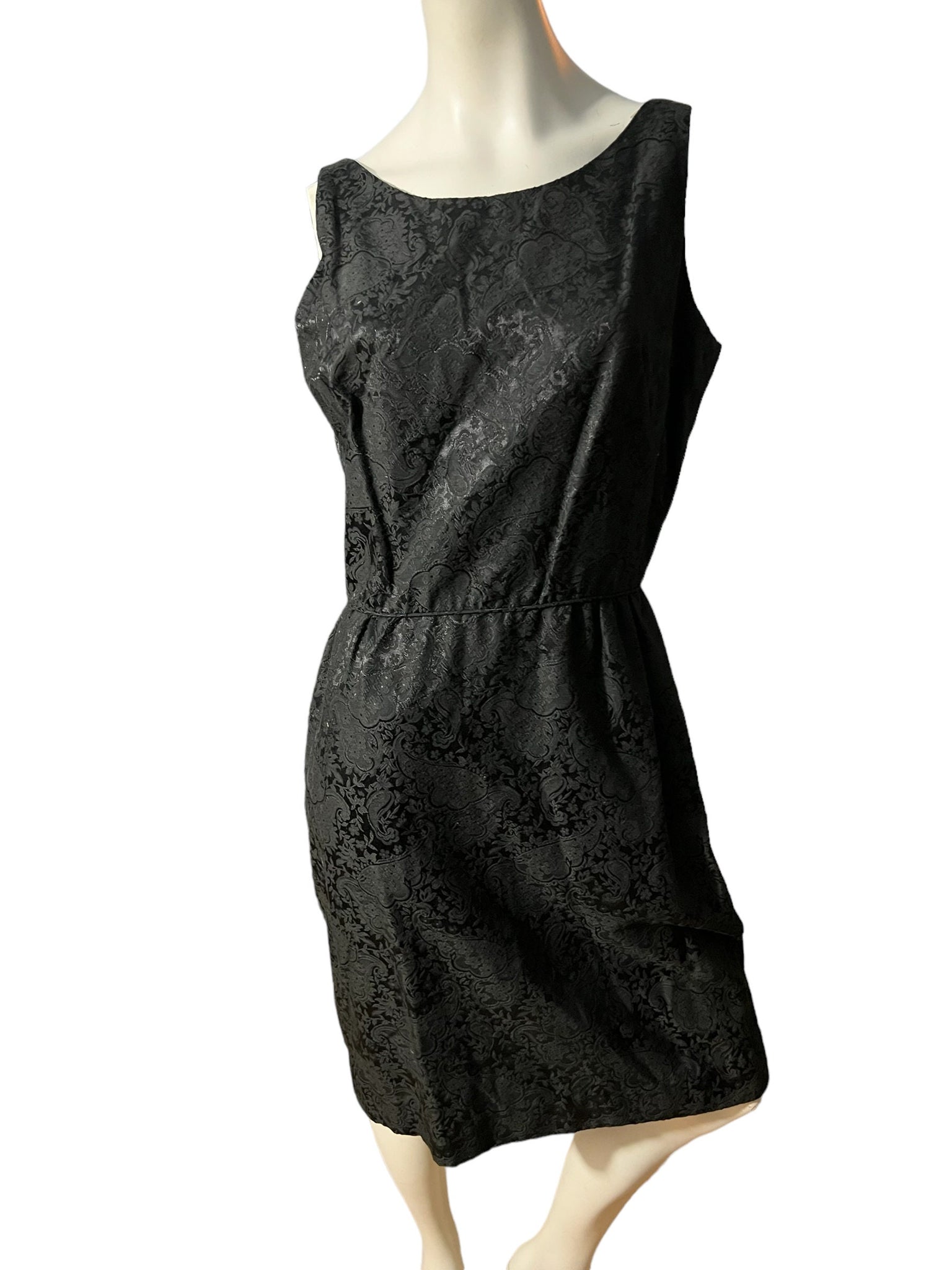 Vintage 60's black brocade dress L