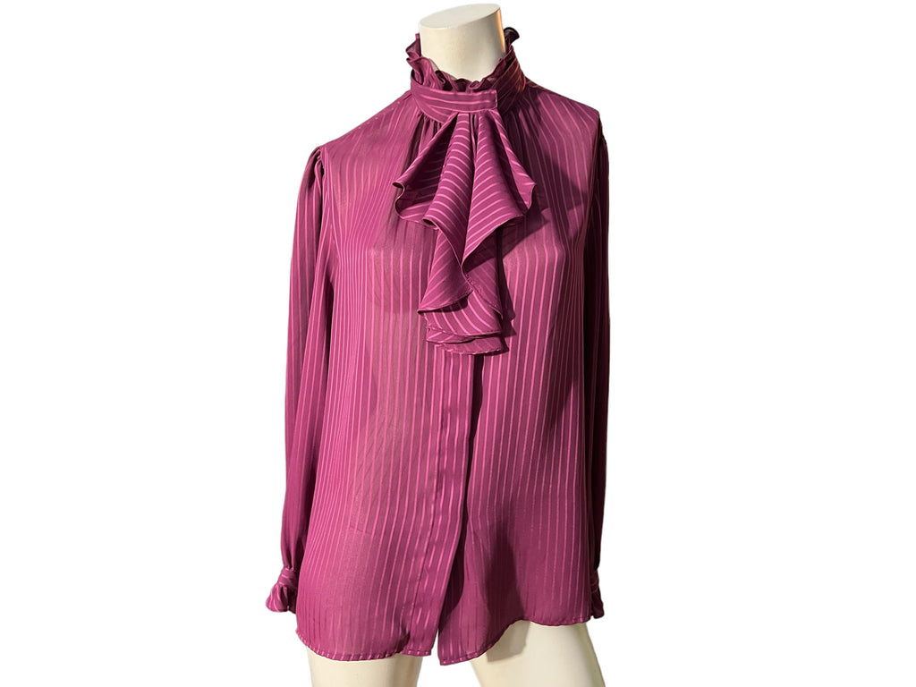 Vintage 80's maroon ruffle blouse 38 L