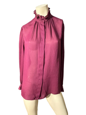 Vintage 80's maroon ruffle blouse 38 L