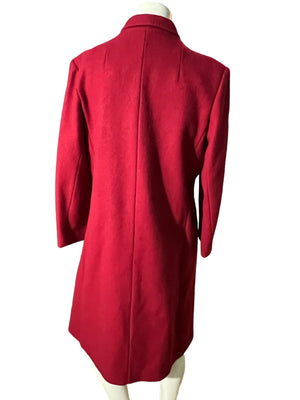 Vintage red wool long coat M L