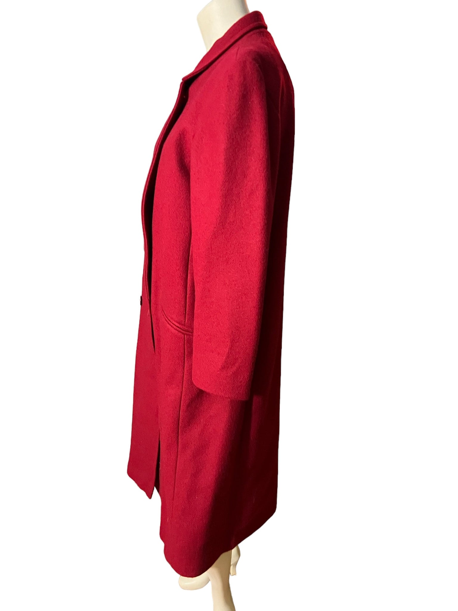 Vintage red wool long coat M L