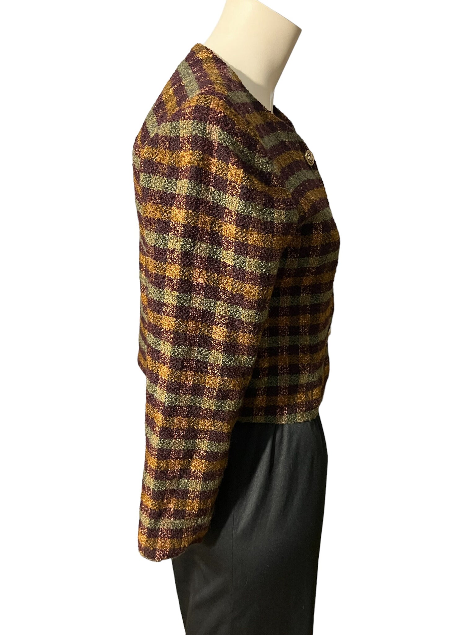 Vintage 80's wool check blazer 2 S