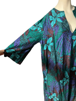 Vintage batik caftan dress L Brieffest