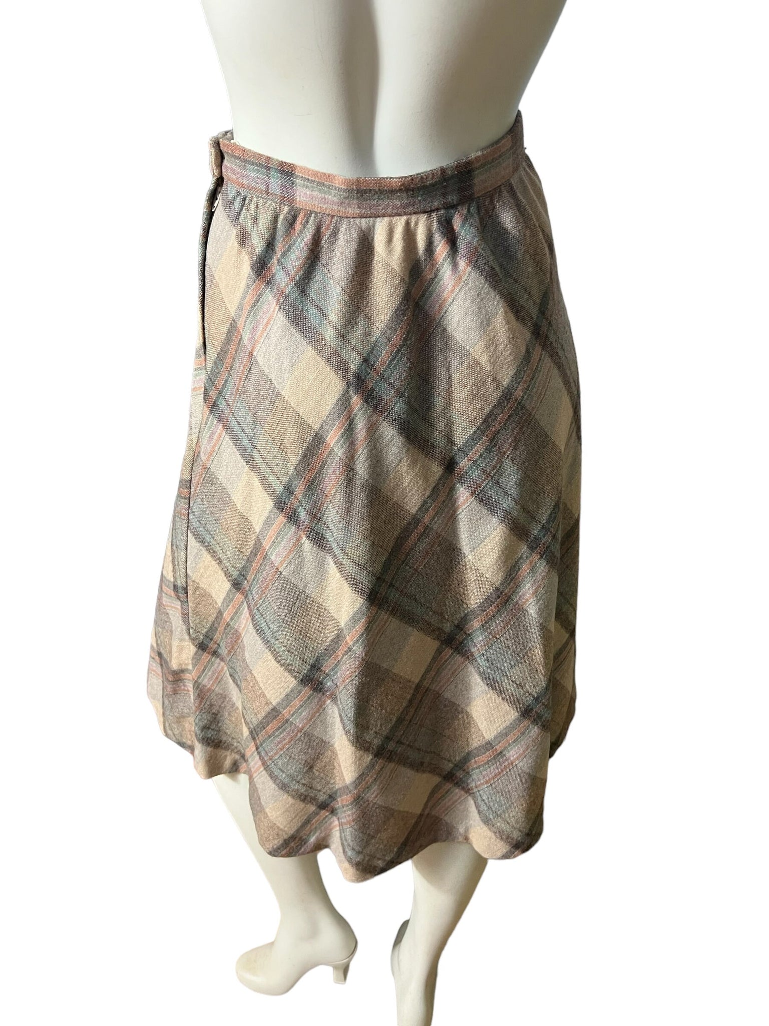 Vintage 70's wool paid skirt S M