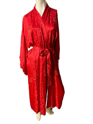 Vintage red & gold kimono robe M